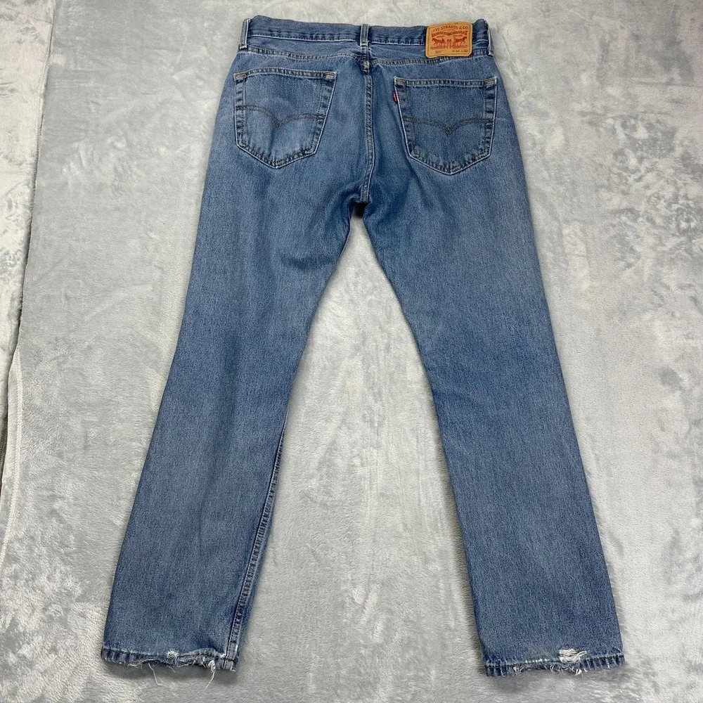Levi's 505‎ Jeans Mens 34x32 Blue Denim Red Tab 5-Pocket Straight Leg Streetwear